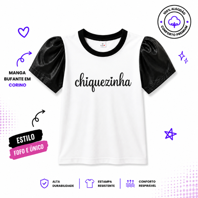Camiseta Tshirt Blusa Roupa Infantil Estilosa Feminina Menina Moda Jovem Branca Algodão Moderna