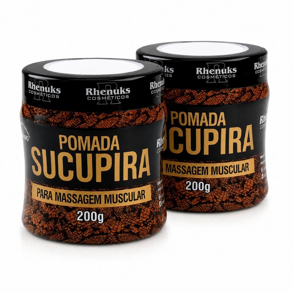 Kit 2 Pomadas Massageadoras Sucupira Rhenuks 200g para Massagem Corporal e Relaxamento Muscular