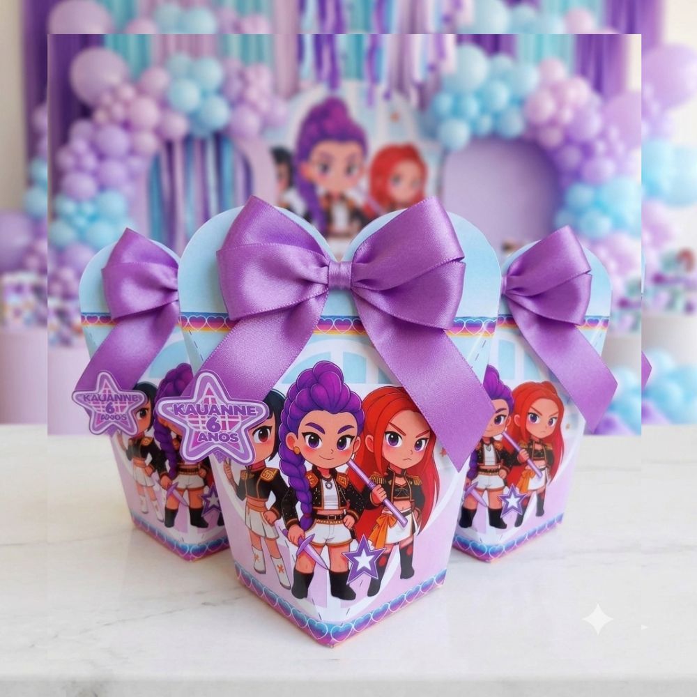 KIT 10 CAIXAS CORACÃO GUERREIRAS DO KPOP LEMBRANÇINHAS DECORAÇÃO DE FESTA INFANTIL ANIVERSARIO CAIXAS PERSONALIZADAS