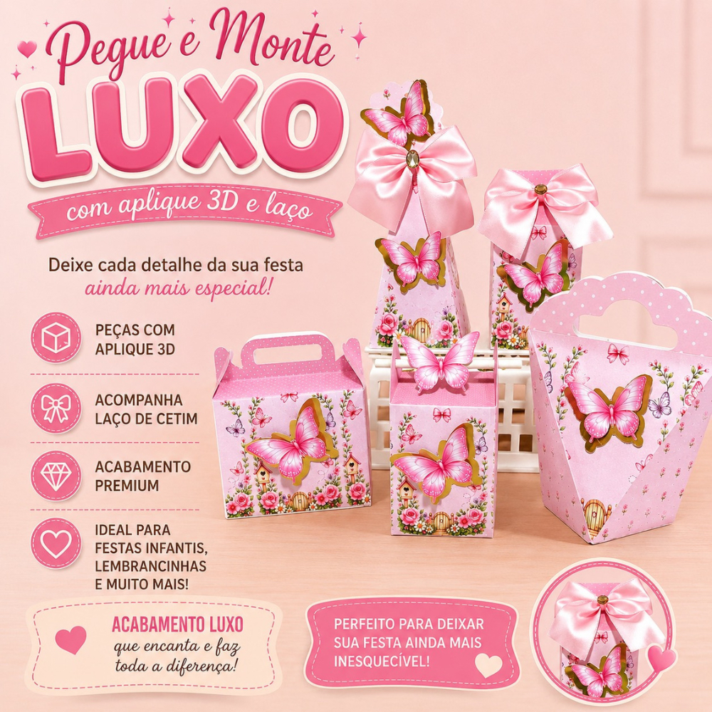 PEGUE E MONTE KIT FESTA JARDIM ENCANTADO / JARDIM DAS BORBOLETAS CAIXINHAS PERSONALIZADAS LEMBRANCINHAS