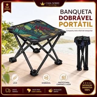 Banco Dobrável Estampado Compacto Leve, Banquinho Portátil Para Camping, Pesca E Piquenique, De Transportar Na Mochila