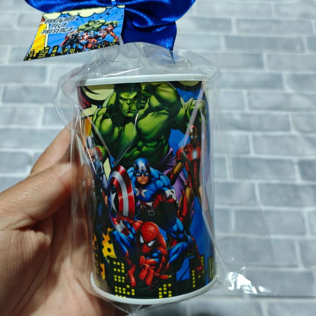 Cofrinho Personalizado VINGADORES HERÓIS com embalagem + laço + tag - FAZEMOS EM TODOS OS TEMAS