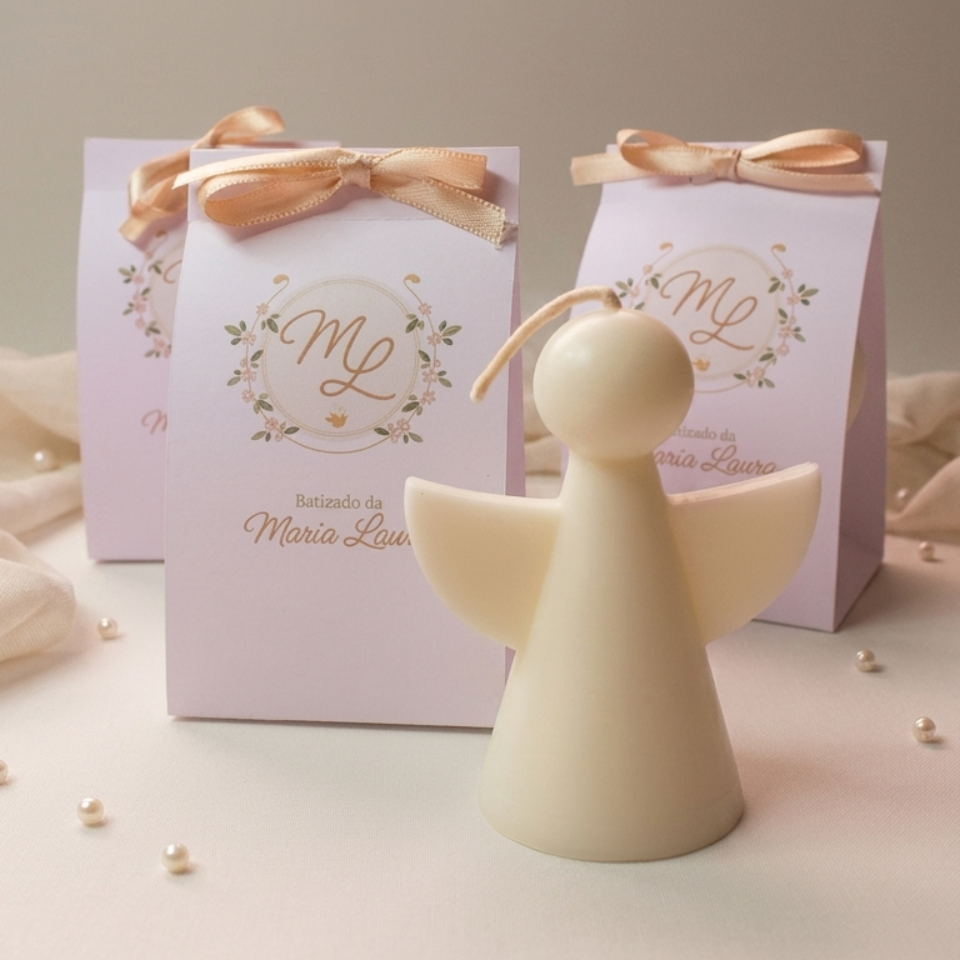 10 Velas Anjo Personalizada para Batizado| Aromáticas | Lembrancinha de Batismo, Maternidade e Primeira Comunhão