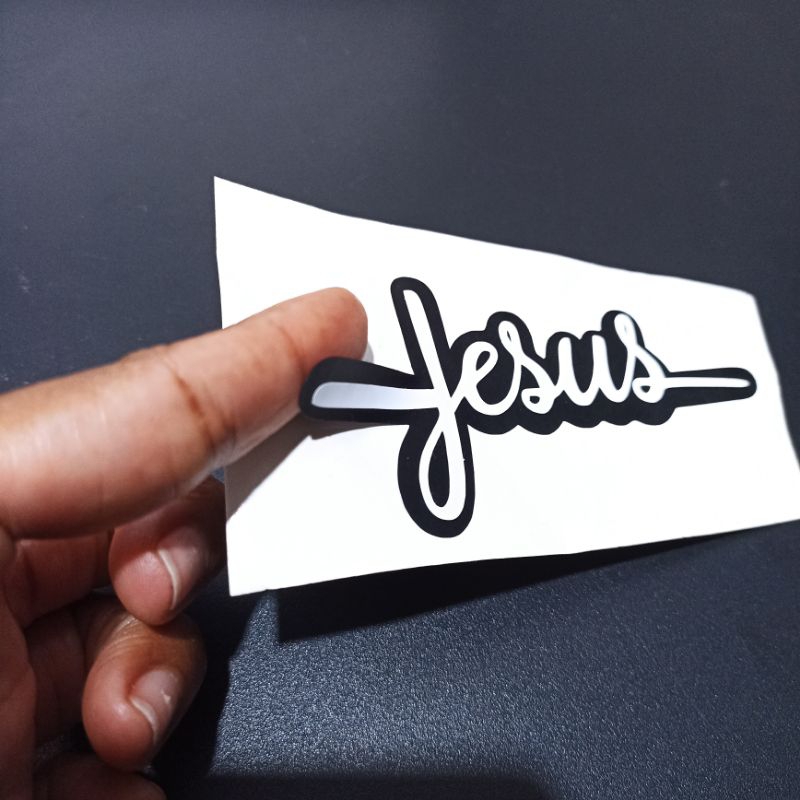 Adesivos Jesus em Cruz Vinil Religioso Cristão para Carro Moto Capacete Garrafa Celular 10cm