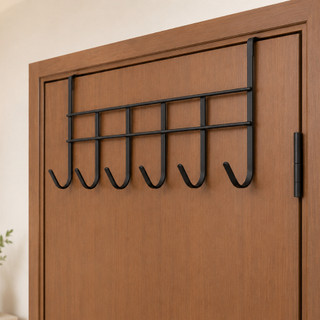 Cabide De Porta 6 Ganchos Para Porta Pendurar Toalha Roupas Sem Furar Metal 45cm