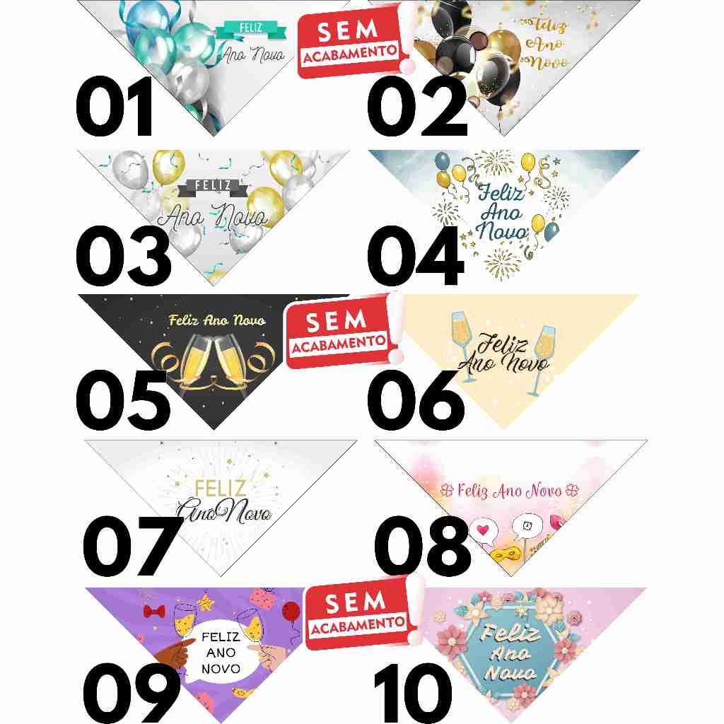 50 Bandanas Tamanho P Sem Acabamento Ano Novo Pet Shop 