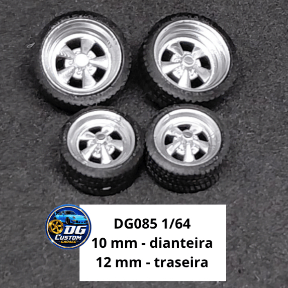 Jogo de rodas 1/64  para Customização Modelo DG085  10 x12 mm - Dupla Medida