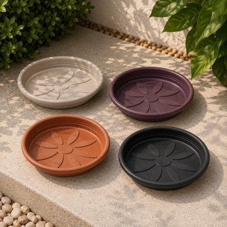 Kit 6 Prato para Vaso Redondo de Plástico Ø 25 cm Coletor de Água para Planta Jardim Vara…