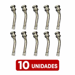 Kit 10 Bico Válvula Roda Disco Pneu Sem Câmera Caminhão 70mm Modelo Resistente Latao Reforçado