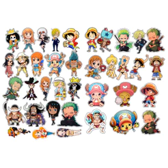 Adesivo Personalisado One Piece, Kit com 38 Stickers Tipo Chibi Luffy, Zoro, Sanji, Usopp, Brook, Nami, Chopper, Franky