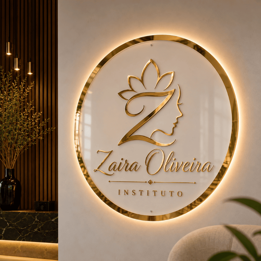 letreiro com Led Placa de Acrílico Personalizada com Logo para Recepção Escritório Clínica