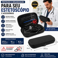 Estojo Case Protetor Bolsa Estetoscópio Zíper Medico Universal Esteto Littmann proteger estetoscopio