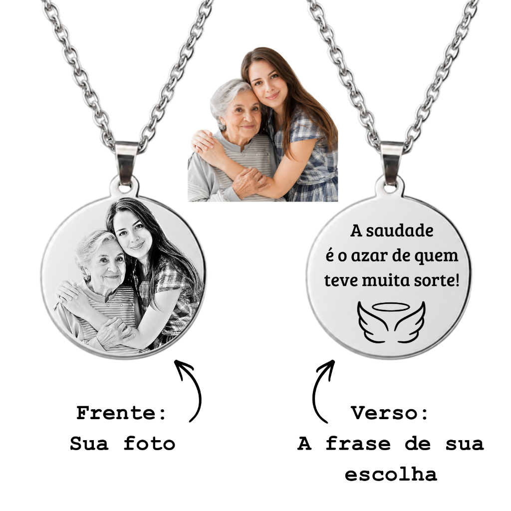 Colar Foto Gravada a Laser Personalizada Família Cachorro Gato Presente Exclusivo