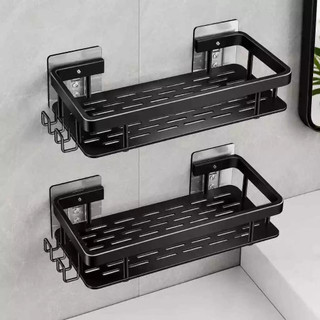 1/2/3 Suporte De Shampoo Preto Organizador Alta qualidade Prateleira De Banheiro Sem Furo Premium-Space Alumínio ES