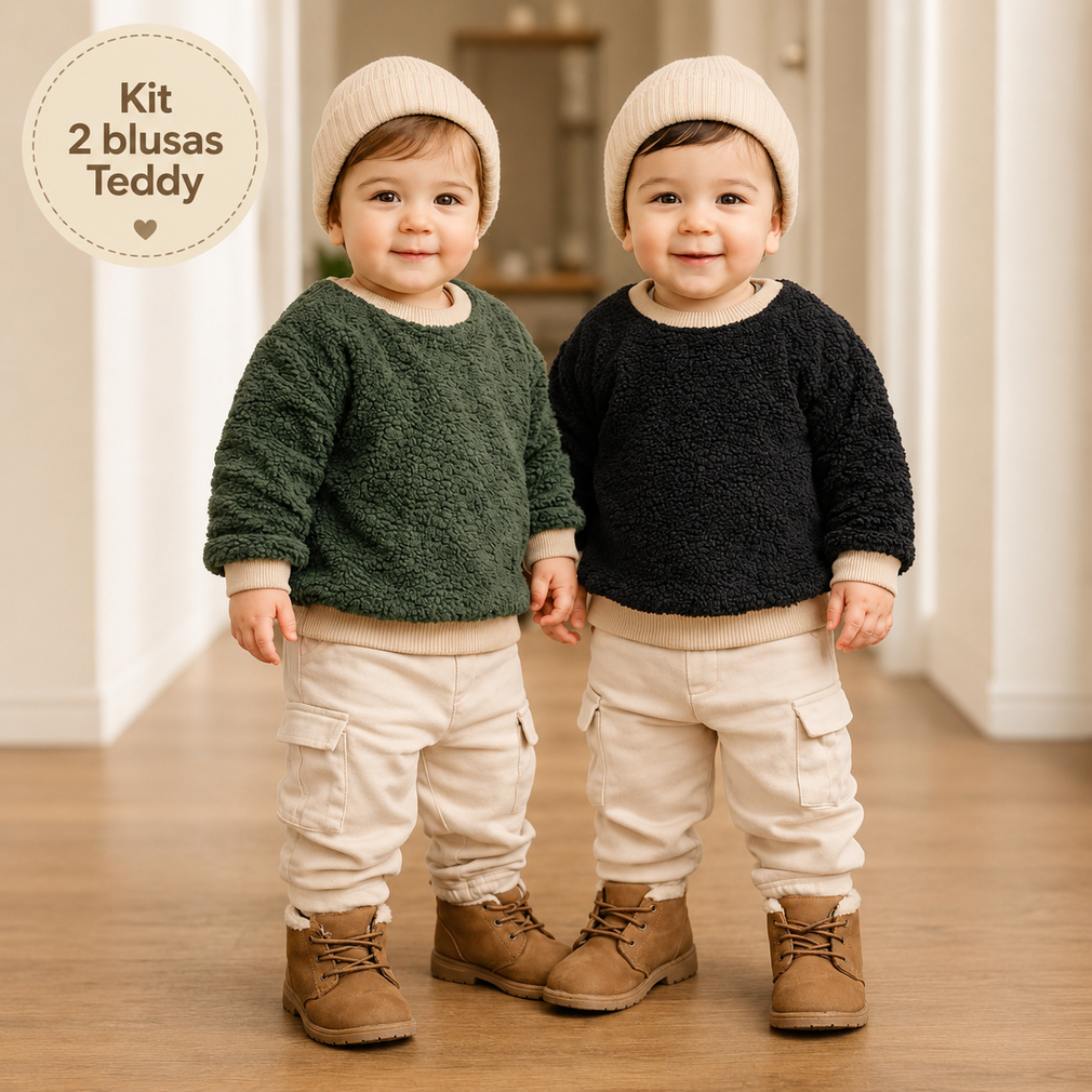 Kit 2 Blusas de Frio Carneirinho Teddy Infantil - casaco infantil