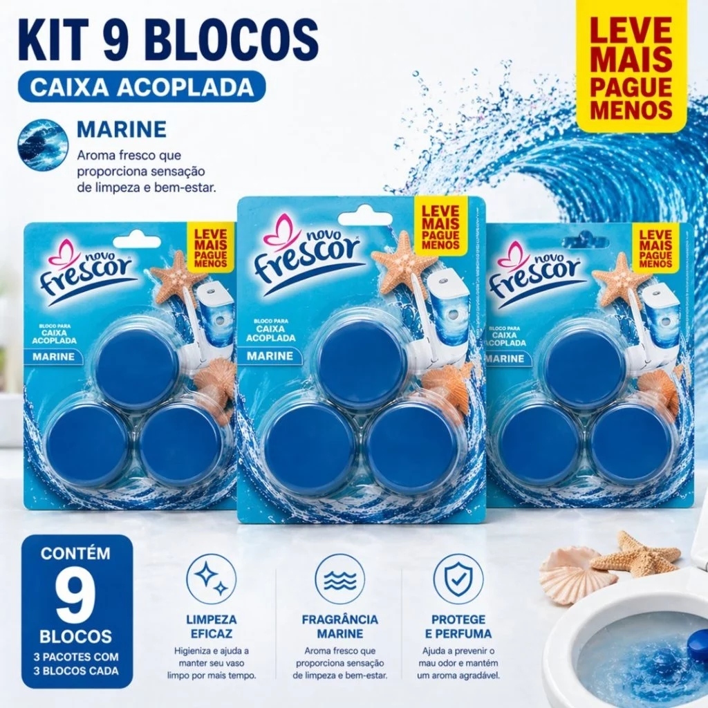 Bloco Sanitário Para Caixa Acoplada Kit 3 Ou 9 Unidades Pedra Sanitária Perfumada Cheirinho De Banheiro Aromatizador