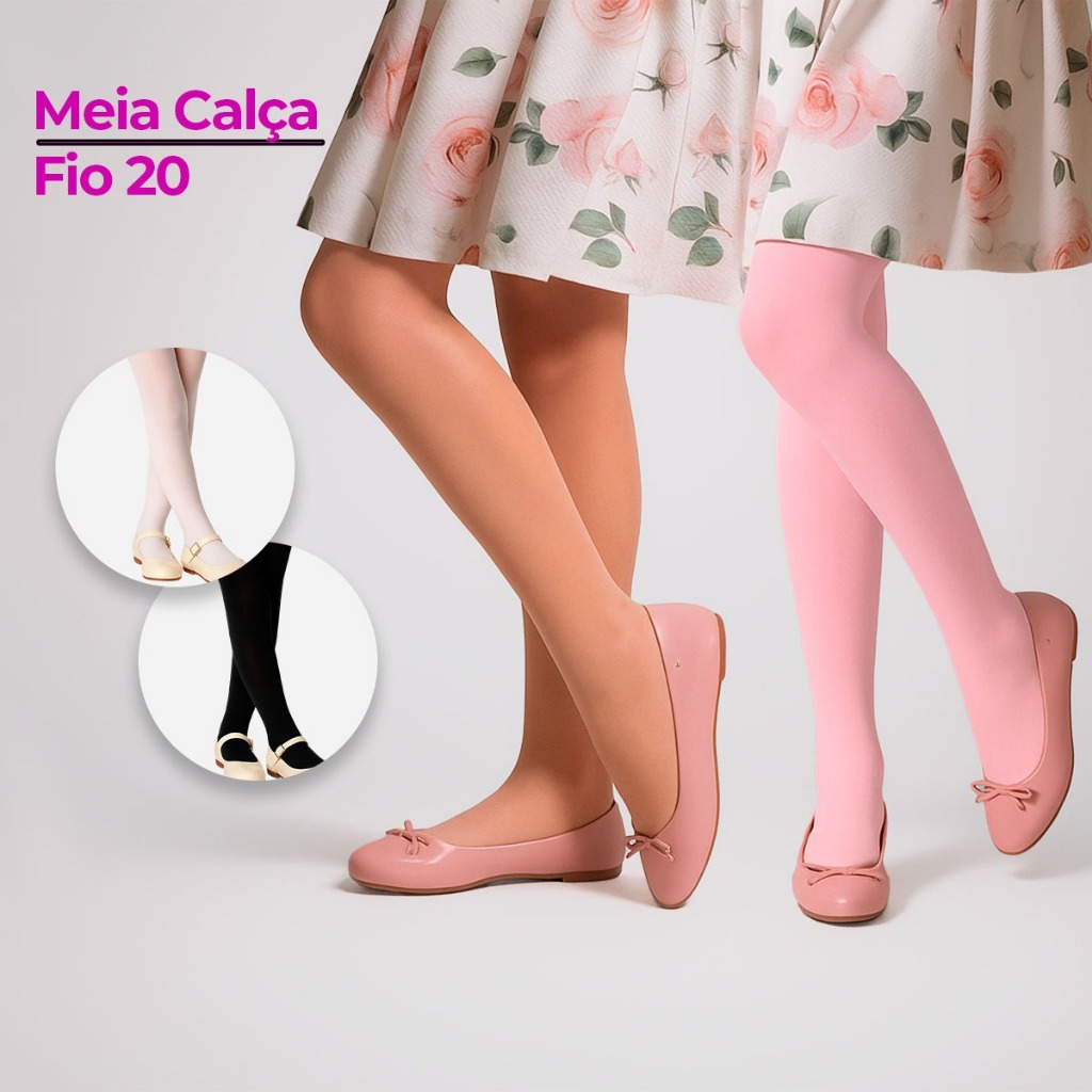 Meia Calça Bebê Infantil Selene Fio 20 Ballet Fina Macia Poliamida Leve