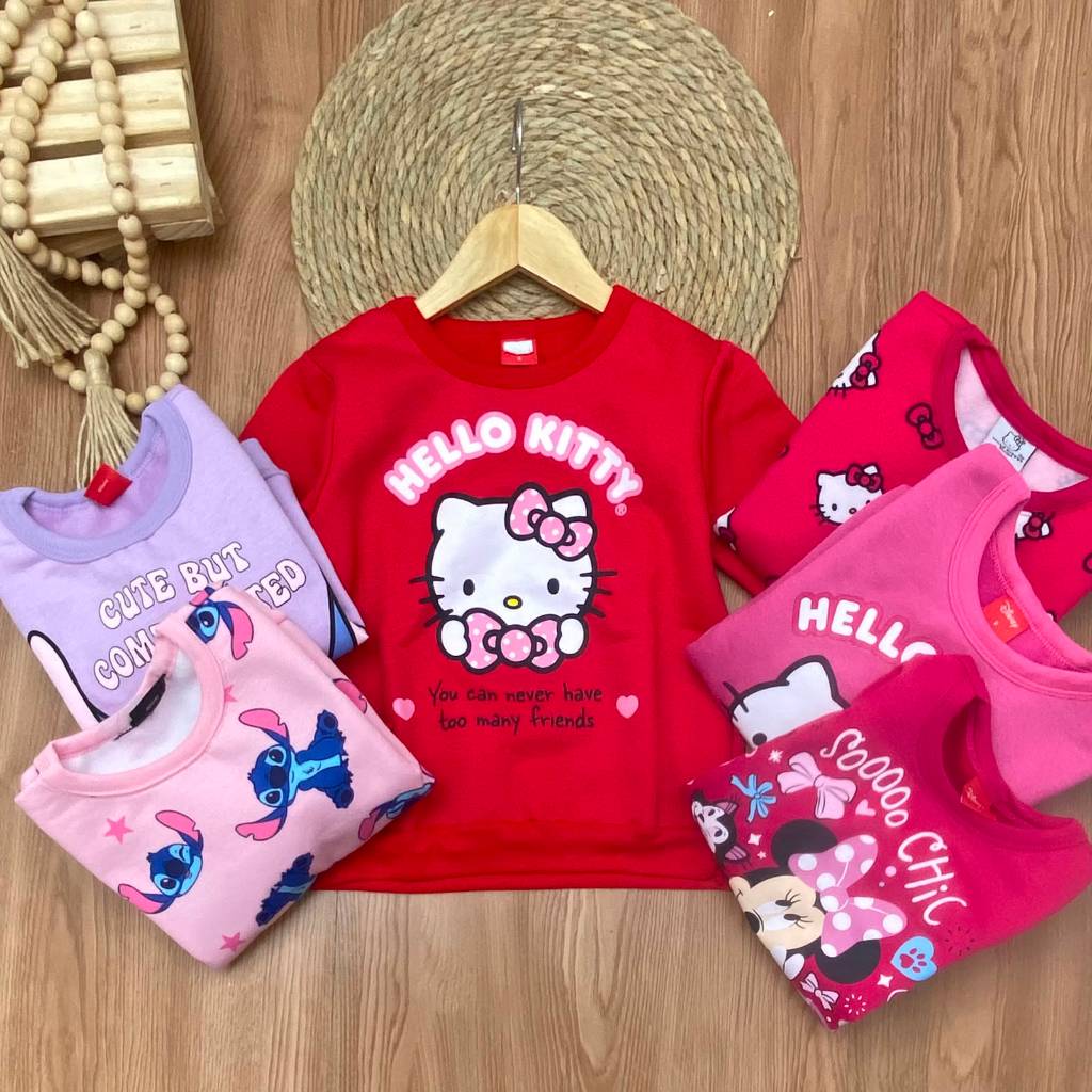 Blusa de Frio Flanelada Moletom Estampada Infantil Meninas Look Inverno Quentinho Fashion