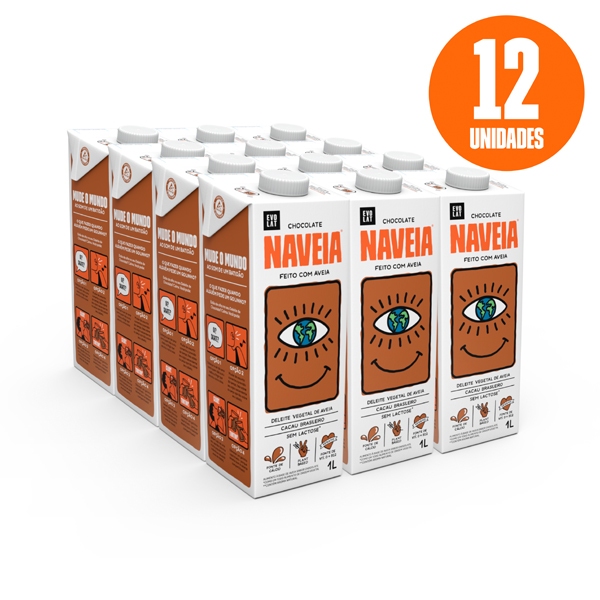 Pack 12x Leite Naveia Chocolate 1L  Sem lactose Cacau orgânico