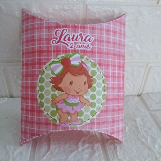 10 Lembrancinhas Moranguinho Aniversário Kit Festa infantil Caixinhas Caixa Almofadinha
