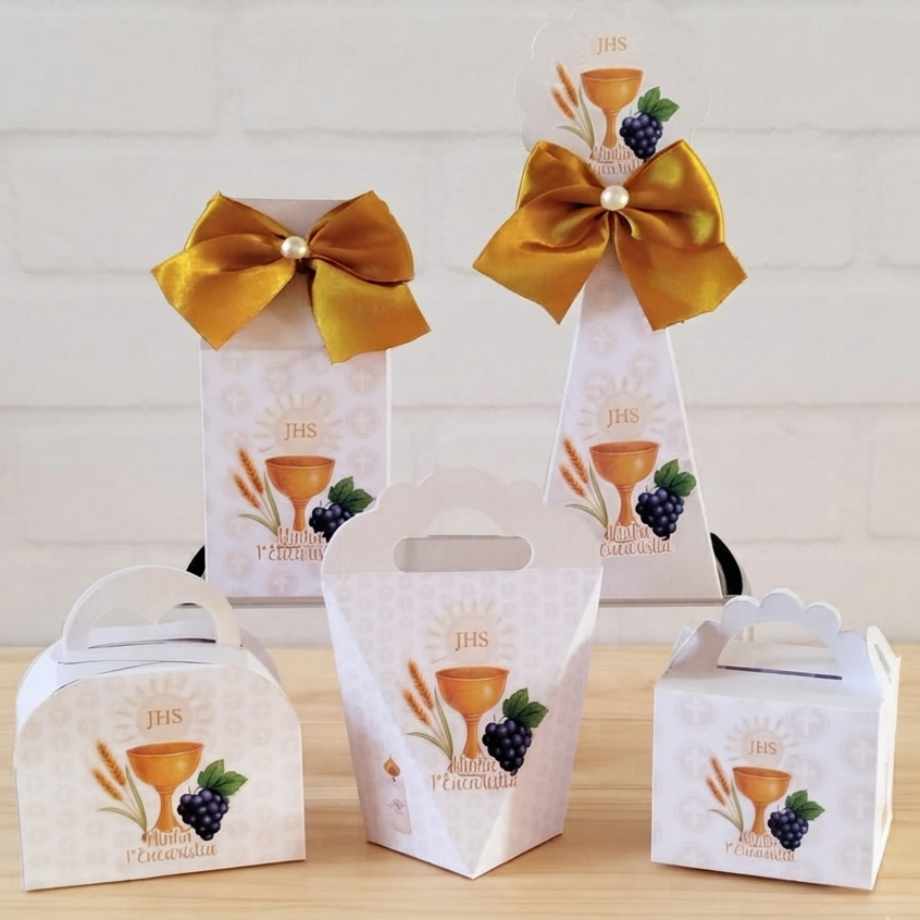 Kit Lembrancinhas Primeira Eucaristia Personalizado | Lembrança de Primeira Comunhão Festa Religiosa