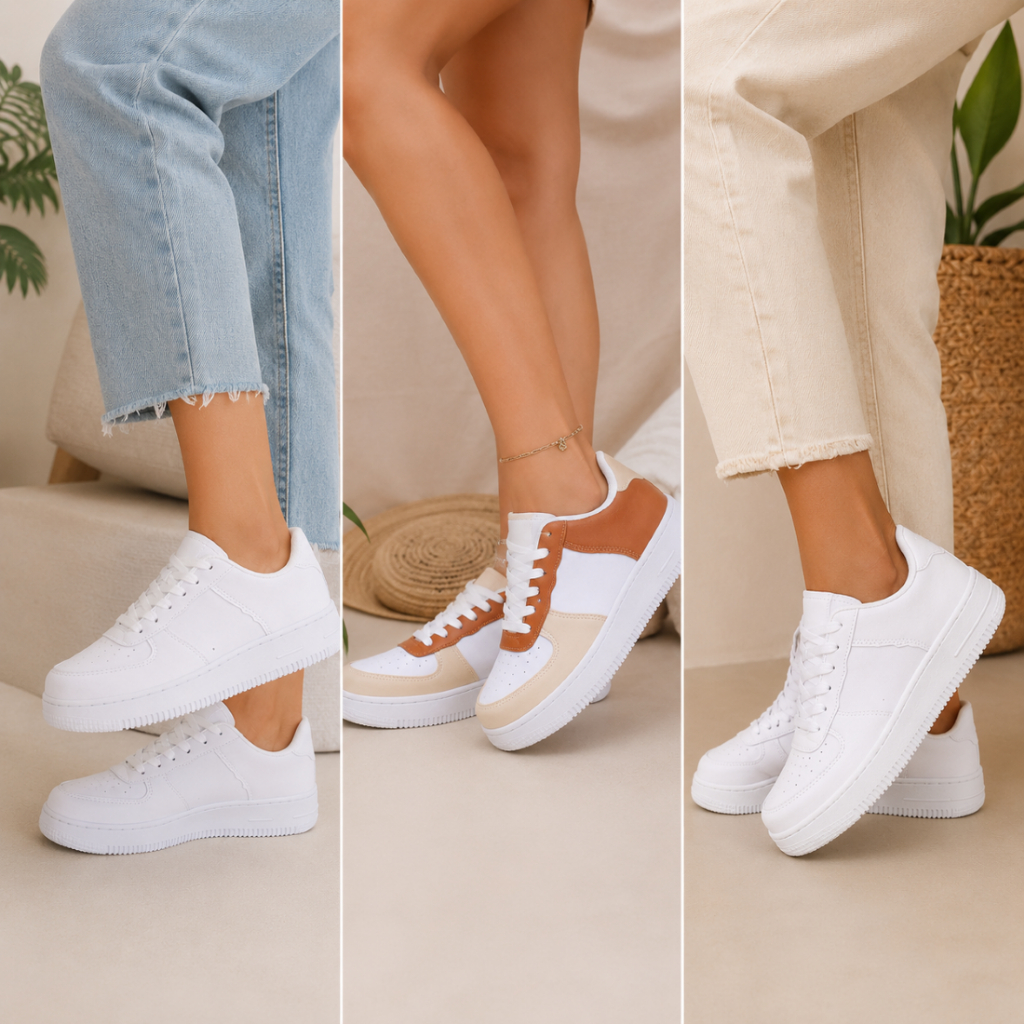 Kit 3 Pares Tênis Feminino Casual Plataforma Confortável Sola Reta Dia A Dia Macio Oferta Do 34 A 38
