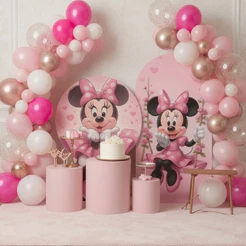 Capa Decorativa Painel Redondo Trio Cilindro Minie Rosa Trio Cilindro Festa Infantil Tema Meninas