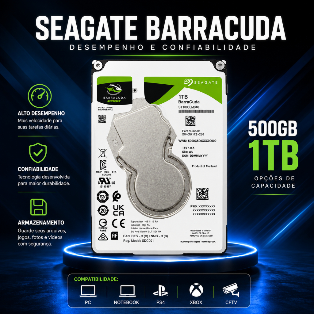 HD Interno 2.5" SATA 500GB / 1TB Para Notebook PS3 PS4 Xbox All In One
