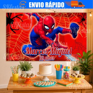Painel de Festa Personalizado Homem Aranha, Spider-Man Decoração Cenários, decoração de festa, Mêsversário, aniversário
