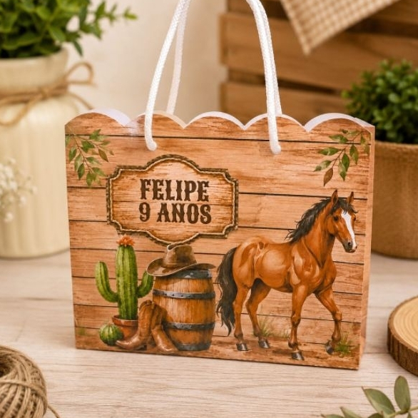 SACOLA PERSONALIZADA LEMBRANÇA ANIVERSÁRIO CAVALO