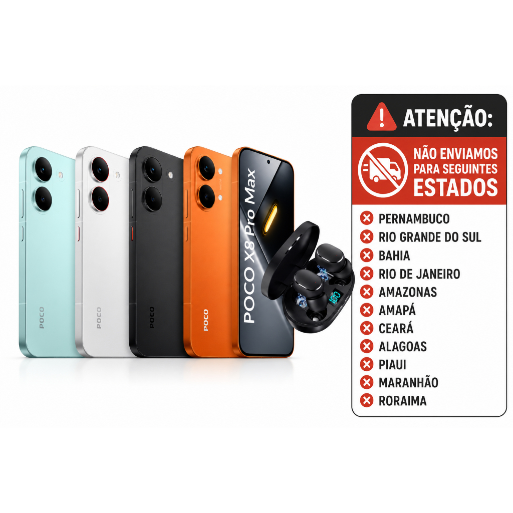 CELULAR XIAOMI POCO X8 PRO MAX 512GB 12 RAM 5G NFC VERSÃO GLOBAL ORIGINAL CAPA PELICULA + FONE