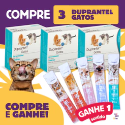 Kit 3 Vermífugo Duprantel Duprat Gatos 4 Comp + Brinde Cat Gourmet