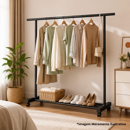 Cabideiro Organizador de Roupas de Chão com Base | Arara de 100cm/120cm