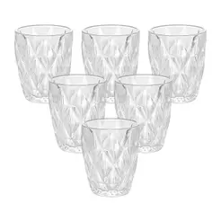 Conjunto De Copos De Vidro Diamond Transparente 270ml - Lyor