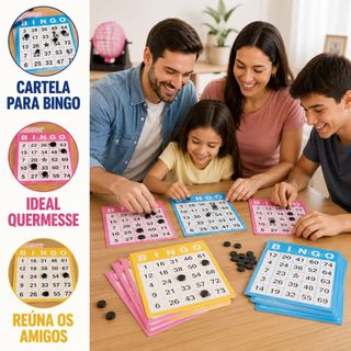 Cartela de Bingo 96 Folhas Festa Junina Igreja Evento Escolar Jogo Chá Beneficente Quermesse