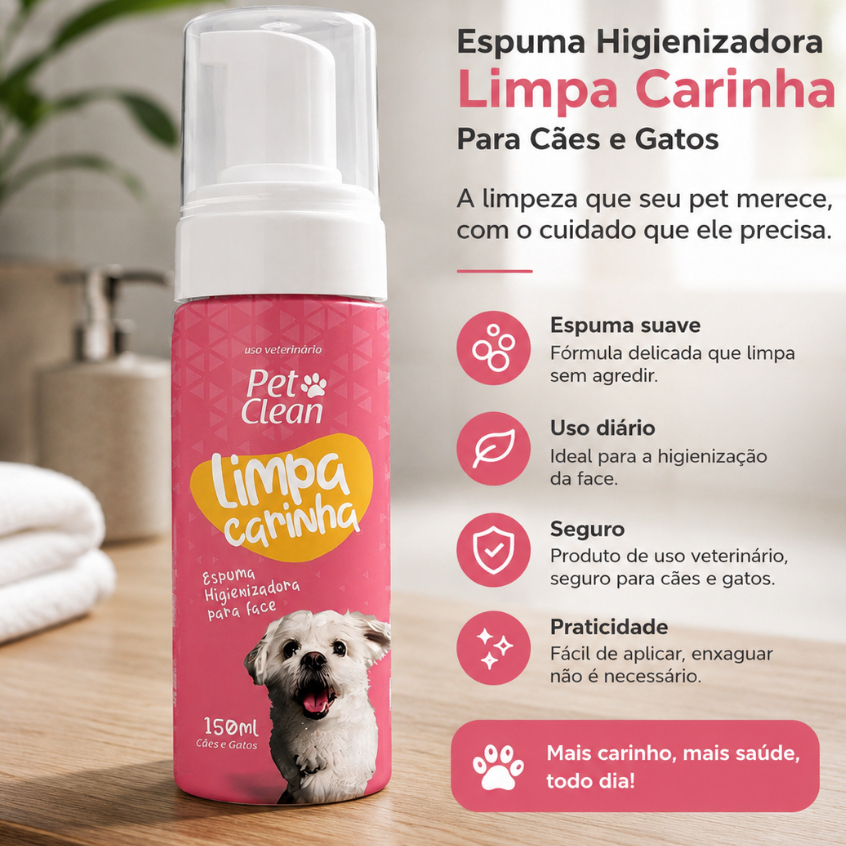 Espuma Higienizadora Limpa Carinha Para Pets Pet Clean 150ml
