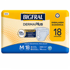 Fralda Geriátrica BigFral DermaPlus Tam. M Econômica c/18 un.
