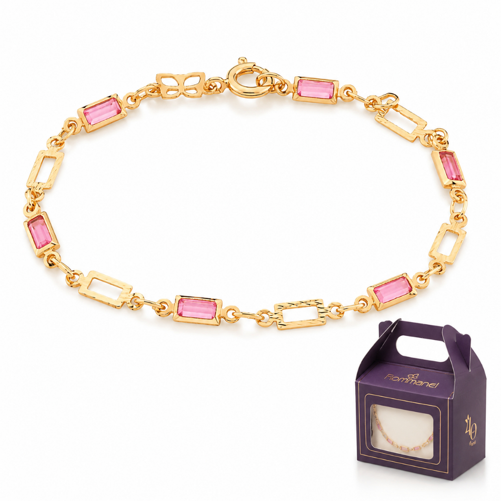 Pulseira Infantil Rommanel Peças Retangular Cristais 551617