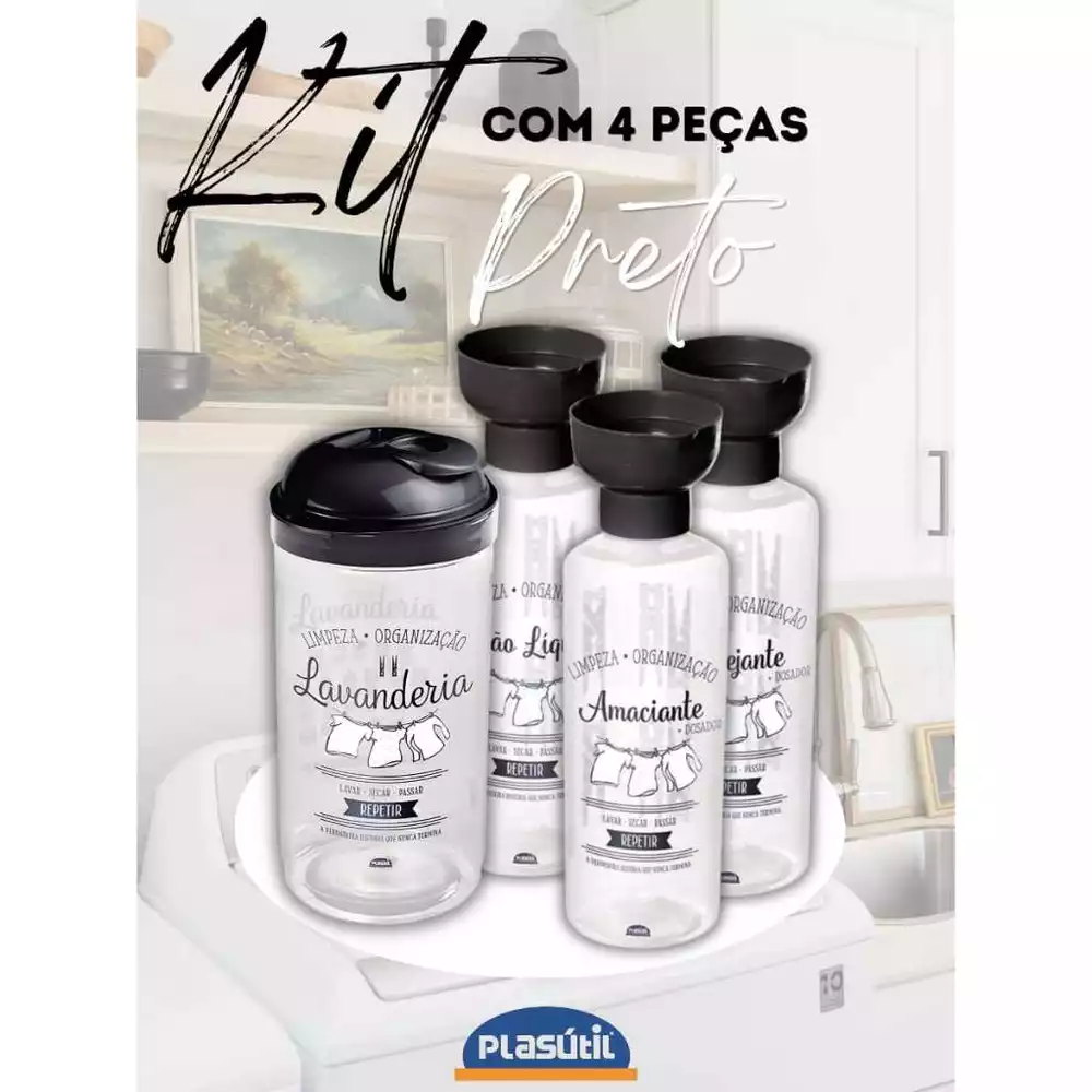 Lavanderia completa Plasútil : Sabão Líquido, Alvejante, Amaciante, Sabão em Pó, etc - Kit completo ou unidade!
