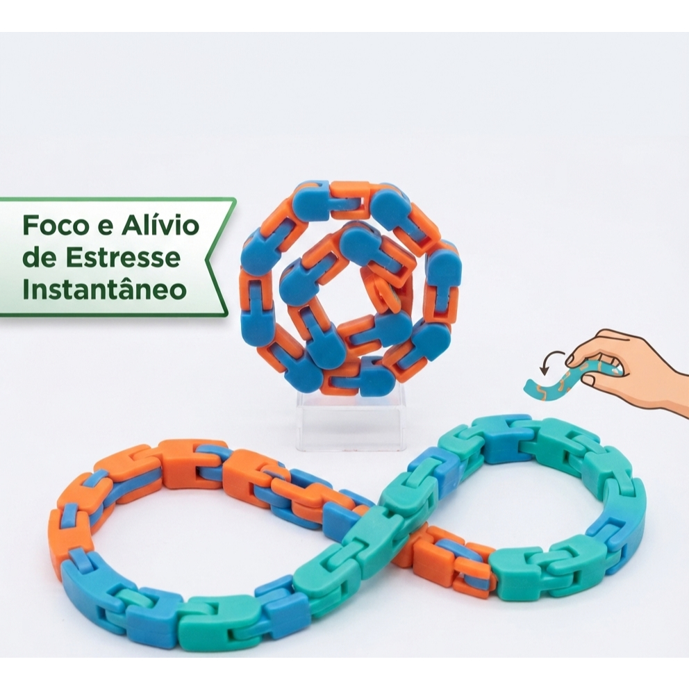 Brinquedo Anti Stress Wacky Tracks Corrente Articulada Sensorial para Ansiedade