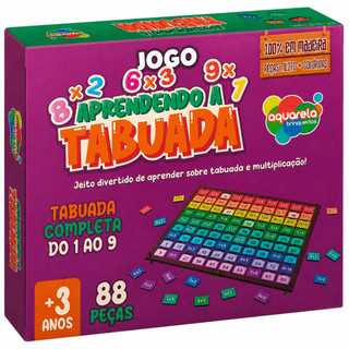 Jogo Aprendendo a Tabuada 88 peças madeira Aquarela Brinquedos