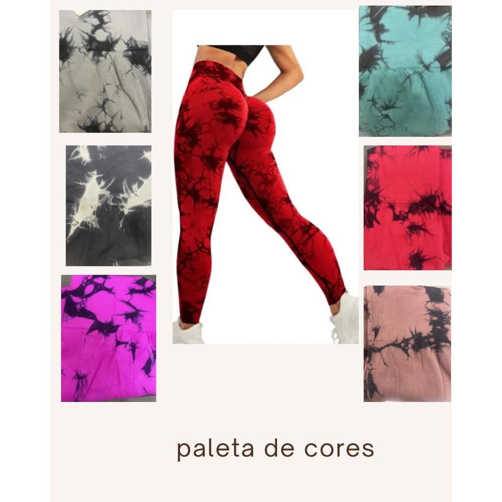 Calça Legging Tie Dye Feminina Fitness Academia Sem Costura Roupa Esportiva Treino Macia Zero Transparência