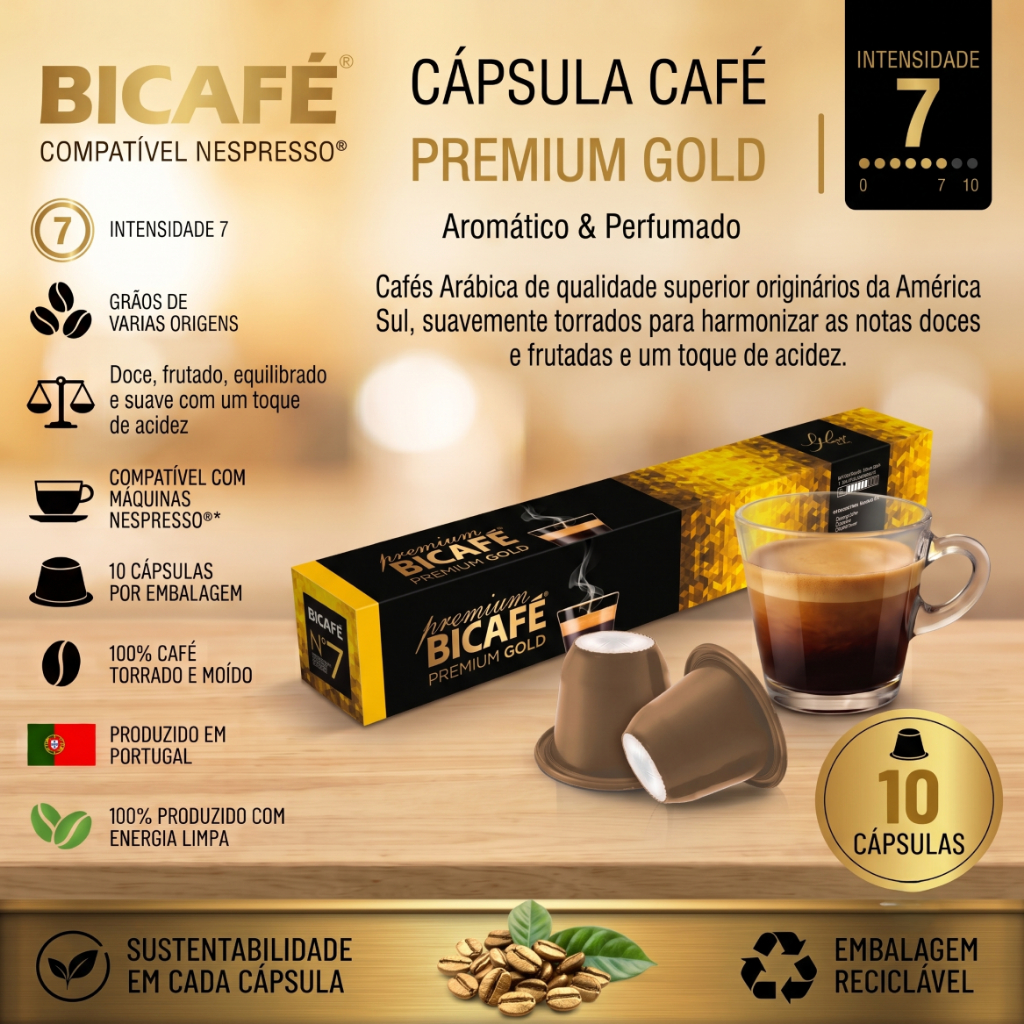 Cápsula Importada Café Premium Gold Bicafé 10 Cápsulas Importadas Compatível Nespresso Intensidade 7 · foto 2