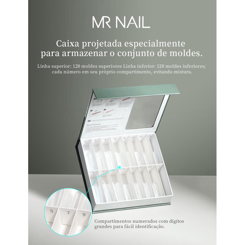 Molde F1 Sanduíche MR NAIL 240 Peças Reutilizável para Alongamento em Gel,Polygel Molde Superior e Inferior Profissional