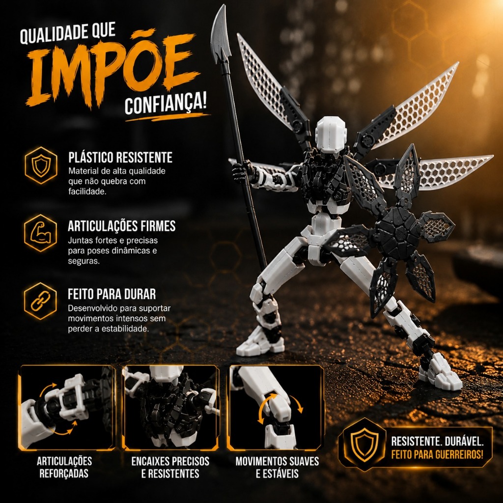 Boneco Articulado Dummy13 com Armadura de Vespa | Figura de Ação 3D com Escudo Flexível e 2 Lanças Dias das Crianças — imagem 2 de 2