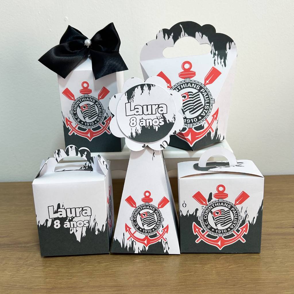 Kit 50 Caixa Corinthians 2 Lembrancinha Festa Personalizado Aniversário Infantil Pegue e Monte