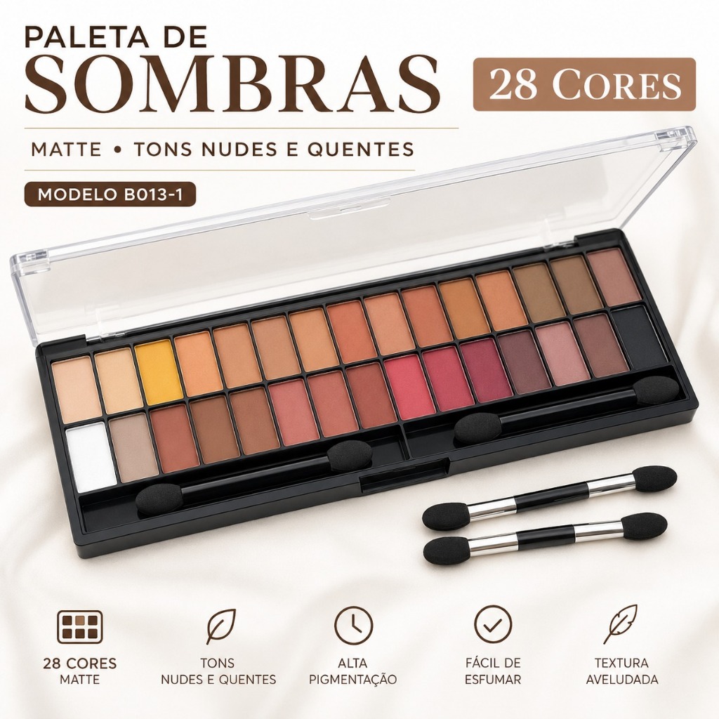 Paleta de Sombras Belle Angel 28 Cores Nude - Cores Neutras para Looks Versáteis e Naturais B013-1