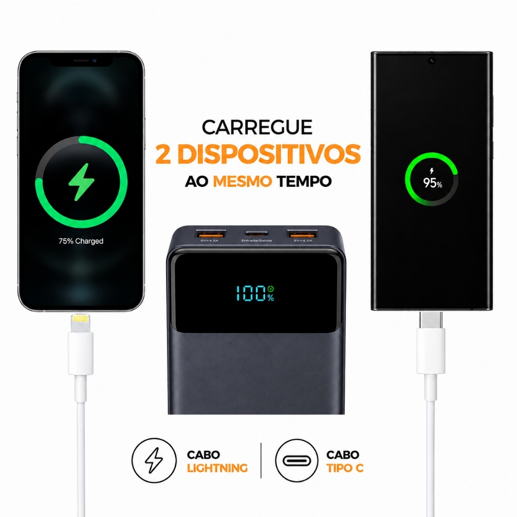 Carregador Portátil Power Bank Turbo 20000mAh 22.5W Premium para iPhone — foto 4