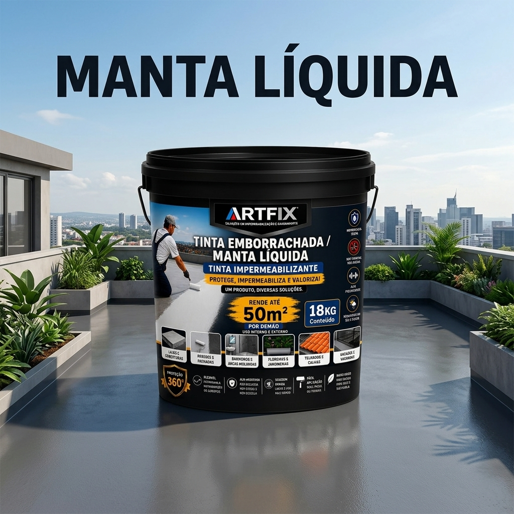 Manta Líquida Impermeabilizante 18Kg ARTFIX Proteção Contra Trincas e Infiltrações