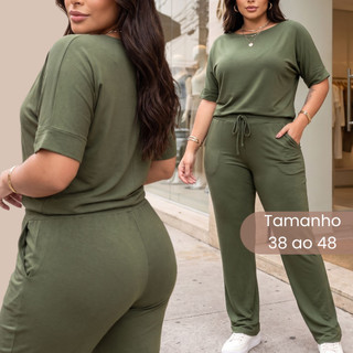 Conjunto Feminino Viscolaycra Calça e Blusa Elastano Linha Premium